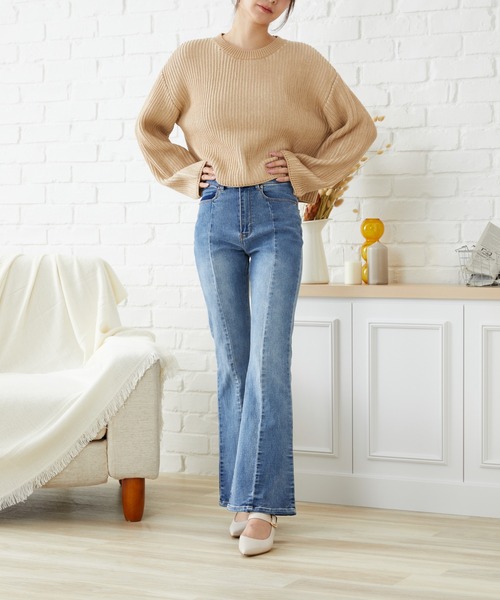 acro（アクロ）の「ハイウエストストレッチフレアーデニム/AC1476（デニムパンツ・レディース・ブラック/ブルー・ﾌﾘ-）」の3枚目の写真