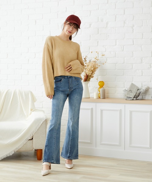 acro（アクロ）の「ハイウエストストレッチフレアーデニム/AC1476（デニムパンツ・レディース・ブラック/ブルー・ﾌﾘ-）」の11枚目の写真