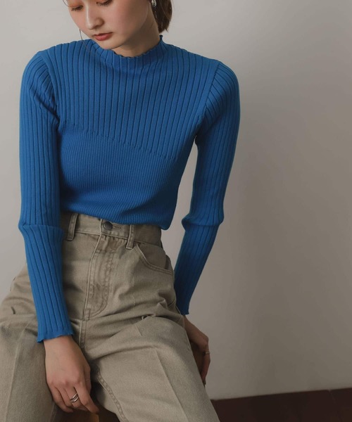 SENSE OF PLACE by URBAN RESEARCH（センスオブプレイスバイアーバンリサーチ）の「ランダムリブコンパクトセーター（ニット/セーター・レディース・アイボリー/ブラック/グリーン/ブルー・ONE）」の6枚目の写真