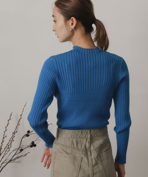 SENSE OF PLACE by URBAN RESEARCH（センスオブプレイスバイアーバンリサーチ）の「ランダムリブコンパクトセーター（ニット/セーター・レディース・アイボリー/ブラック/グリーン/ブルー・ONE）」の7枚目の写真