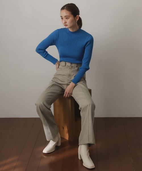 SENSE OF PLACE by URBAN RESEARCH（センスオブプレイスバイアーバンリサーチ）の「ランダムリブコンパクトセーター（ニット/セーター・レディース・アイボリー/ブラック/グリーン/ブルー・ONE）」の12枚目の写真