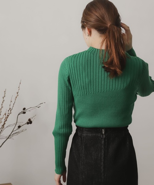 SENSE OF PLACE by URBAN RESEARCH（センスオブプレイスバイアーバンリサーチ）の「ランダムリブコンパクトセーター（ニット/セーター・レディース・アイボリー/ブラック/グリーン/ブルー・ONE）」の8枚目の写真