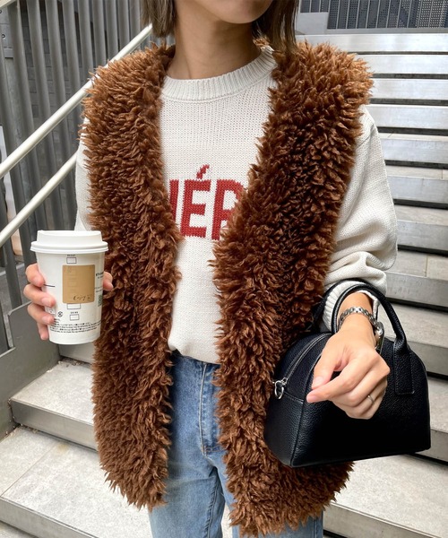 MLI'A(エムリア)の「エコファー/ベスト(ベスト・レディース・アイボリー/ブラウン/ブラック・M)」の3枚目の写真