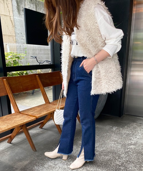 MLI'A(エムリア)の「エコファー/ベスト(ベスト・レディース・アイボリー/ブラウン/ブラック・M)」の8枚目の写真