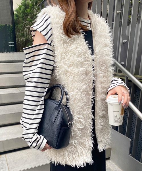 MLI'A(エムリア)の「エコファー/ベスト(ベスト・レディース・アイボリー/ブラウン/ブラック・M)」の13枚目の写真