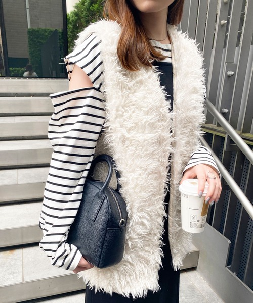 MLI'A(エムリア)の「エコファー/ベスト(ベスト・レディース・アイボリー/ブラウン/ブラック・M)」の14枚目の写真