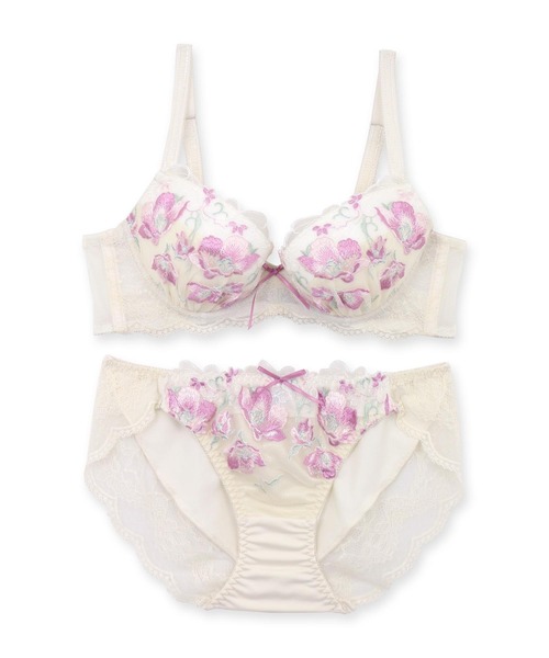 fran de lingerie(フランデランジェリー)の「Falling Flowers フォーリングフラワーズ ブラ&ショーツセット B65-G80カップ(ブラ&ショーツ・レディース・サックスブルー/ピンク/アイボリー・B65/B70/C70/D70/B75/C65/C75/D65/D75/D80/E70/F70/F75/G65/E65/E80/F65/F80/G80/G75/E75/G70)」の15枚目の写真