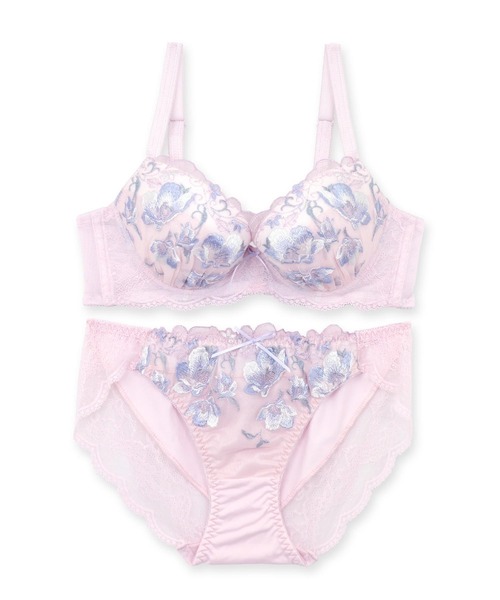 fran de lingerie(フランデランジェリー)の「Falling Flowers フォーリングフラワーズ ブラ&ショーツセット B65-G80カップ(ブラ&ショーツ・レディース・サックスブルー/ピンク/アイボリー・B65/B70/C70/D70/B75/C65/C75/D65/D75/D80/E70/F70/F75/G65/E65/E80/F65/F80/G80/G75/E75/G70)」の12枚目の写真