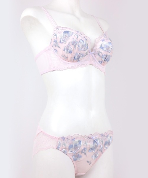 fran de lingerie(フランデランジェリー)の「Falling Flowers フォーリングフラワーズ ブラ&ショーツセット B65-G80カップ(ブラ&ショーツ・レディース・サックスブルー/ピンク/アイボリー・B65/B70/C70/D70/B75/C65/C75/D65/D75/D80/E70/F70/F75/G65/E65/E80/F65/F80/G80/G75/E75/G70)」の6枚目の写真