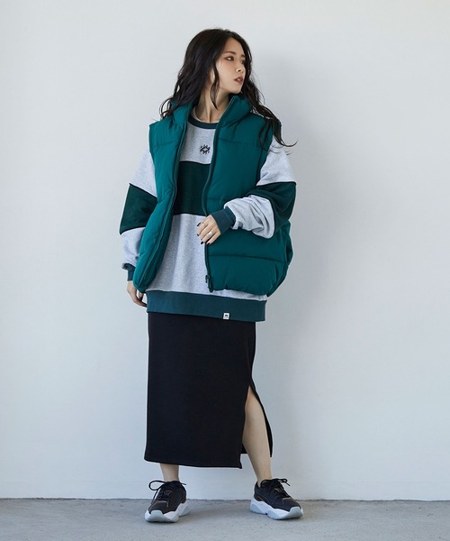 179/WG(イチナナキュウダブルジー)の「中わたファイバーベスト(ベスト・レディース・オフホワイト/ブラック/グリーン・MEDIUM)」の12枚目の写真