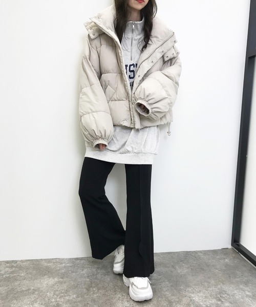 INGNI(イング)の「BIGフードエコダウン(ダウンジャケット/コート・レディース・アイボリー/ブラック/ライトベージュ/ピンク・M)」の14枚目の写真