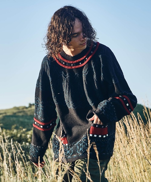 glamb(グラム)の「Unknown Knit / アンノウンニット(ニット/セーター・メンズ・ブラック/グレー・M/S/L)」の2枚目の写真
