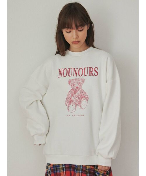 merry jenny（メリージェニー）の「bear embroideryトレーナー（Tシャツ/カットソー・レディース・オフホワイト/グレー/レッド・FREE）」の6枚目の写真