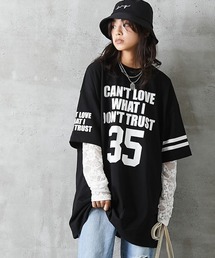 <大きいサイズ> 綿100%ビッグシルエットロゴプリントTシャツ GEVS.