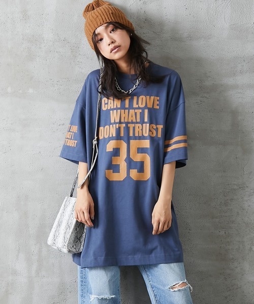 GEVS.（ジェイヴィス）の「＜大きいサイズ＞ 綿100％ビッグシルエットロゴプリントTシャツ GEVS.（Tシャツ/カットソー・レディース・ネイビー/ブラック・L/3L/LL/5L/4L）」の22枚目の写真