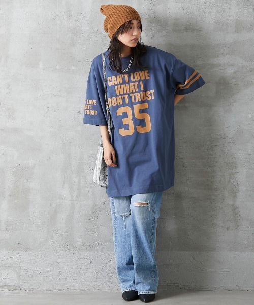 GEVS.（ジェイヴィス）の「＜大きいサイズ＞ 綿100％ビッグシルエットロゴプリントTシャツ GEVS.（Tシャツ/カットソー・レディース・ネイビー/ブラック・L/3L/LL/5L/4L）」の20枚目の写真
