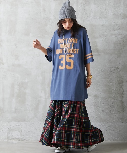 GEVS.（ジェイヴィス）の「＜大きいサイズ＞ 綿100％ビッグシルエットロゴプリントTシャツ GEVS.（Tシャツ/カットソー・レディース・ネイビー/ブラック・L/3L/LL/5L/4L）」の14枚目の写真