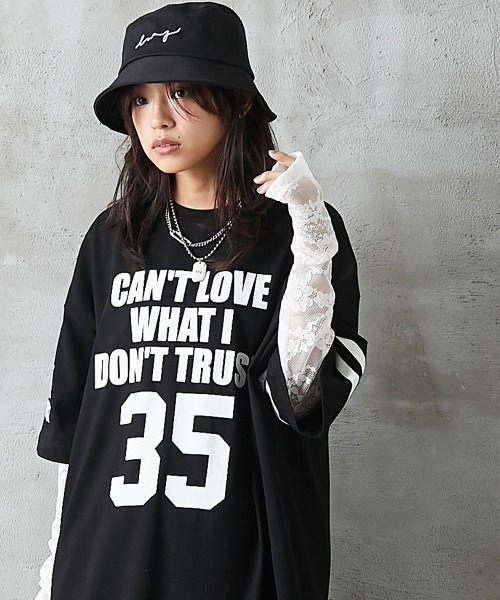 GEVS.（ジェイヴィス）の「＜大きいサイズ＞ 綿100％ビッグシルエットロゴプリントTシャツ GEVS.（Tシャツ/カットソー・レディース・ネイビー/ブラック・L/3L/LL/5L/4L）」の6枚目の写真