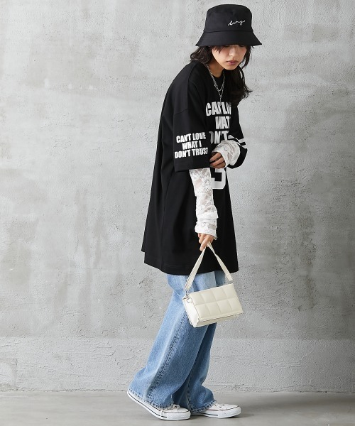 GEVS.（ジェイヴィス）の「＜大きいサイズ＞ 綿100％ビッグシルエットロゴプリントTシャツ GEVS.（Tシャツ/カットソー・レディース・ネイビー/ブラック・L/3L/LL/5L/4L）」の21枚目の写真