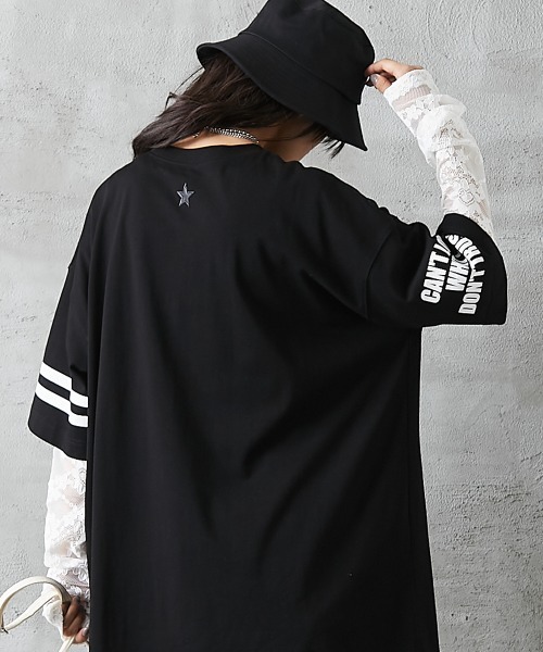 GEVS.（ジェイヴィス）の「＜大きいサイズ＞ 綿100％ビッグシルエットロゴプリントTシャツ GEVS.（Tシャツ/カットソー・レディース・ネイビー/ブラック・L/3L/LL/5L/4L）」の9枚目の写真