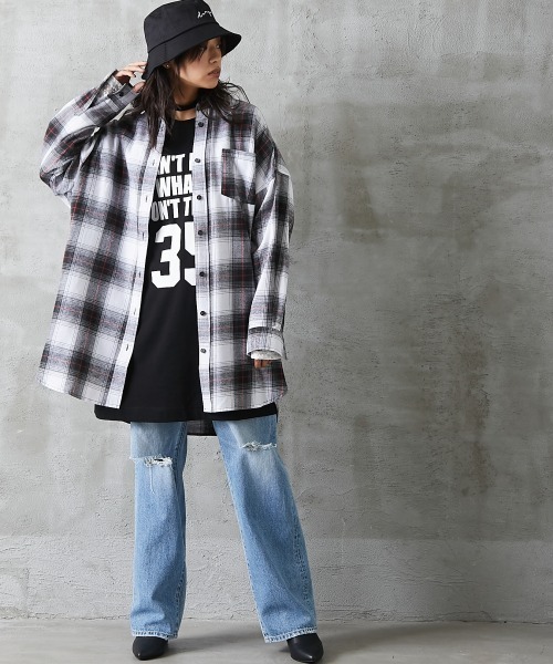 GEVS.（ジェイヴィス）の「＜大きいサイズ＞ 綿100％ビッグシルエットロゴプリントTシャツ GEVS.（Tシャツ/カットソー・レディース・ネイビー/ブラック・L/3L/LL/5L/4L）」の19枚目の写真