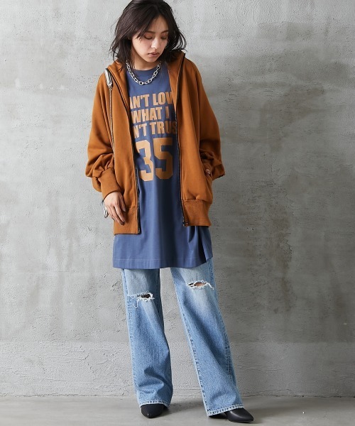 GEVS.（ジェイヴィス）の「＜大きいサイズ＞ 綿100％ビッグシルエットロゴプリントTシャツ GEVS.（Tシャツ/カットソー・レディース・ネイビー/ブラック・L/3L/LL/5L/4L）」の11枚目の写真