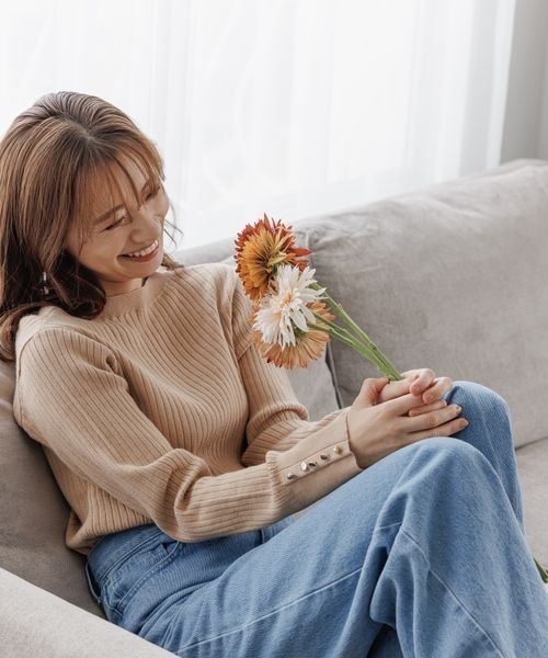 mysty woman（ミスティウーマン）の「【WEB限定】プチプラソデボタンプルオーバー 166505（ニット/セーター・レディース・ブラック/ベージュ/ブラウン/ブルー/グリーン/ボルドー/アイボリー・FREE）」の5枚目の写真