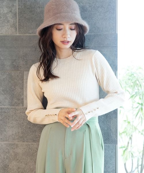 mysty woman（ミスティウーマン）の「【WEB限定】プチプラソデボタンプルオーバー 166505（ニット/セーター・レディース・ブラック/ベージュ/ブラウン/ブルー/グリーン/ボルドー/アイボリー・FREE）」の12枚目の写真