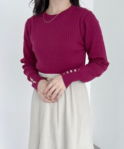 mysty woman（ミスティウーマン）の「【WEB限定】プチプラソデボタンプルオーバー 166505（ニット/セーター・レディース・ブラック/ベージュ/ブラウン/ブルー/グリーン/ボルドー/アイボリー・FREE）」の21枚目の写真