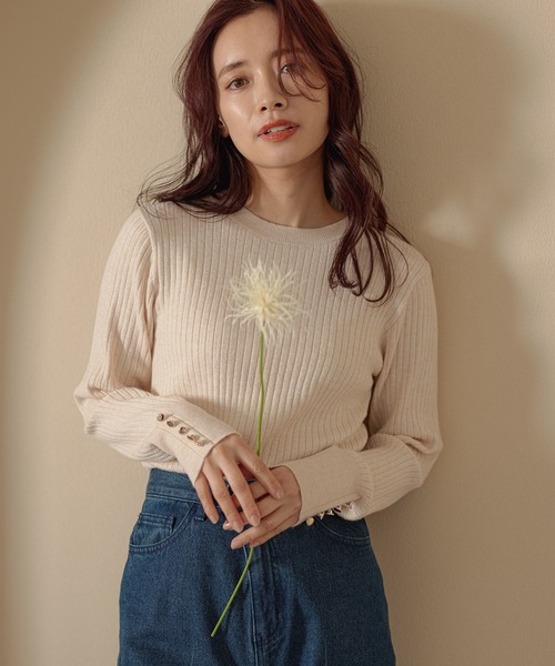 mysty woman（ミスティウーマン）の「【WEB限定】プチプラソデボタンプルオーバー 166505（ニット/セーター・レディース・ブラック/ベージュ/ブラウン/ブルー/グリーン/ボルドー/アイボリー・FREE）」の14枚目の写真