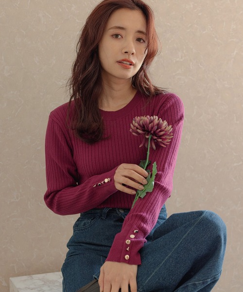 mysty woman（ミスティウーマン）の「【WEB限定】プチプラソデボタンプルオーバー 166505（ニット/セーター・レディース・ブラック/ベージュ/ブラウン/ブルー/グリーン/ボルドー/アイボリー・FREE）」の15枚目の写真