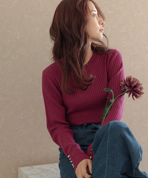 mysty woman（ミスティウーマン）の「【WEB限定】プチプラソデボタンプルオーバー 166505（ニット/セーター・レディース・ブラック/ベージュ/ブラウン/ブルー/グリーン/ボルドー/アイボリー・FREE）」の16枚目の写真