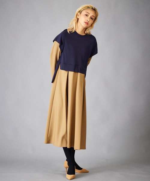 SILAS（サイラス）の「LAYERED DRESS（ワンピース・レディース・ベージュ/グリーン/チャコール・ONE SIZE）」の4枚目の写真