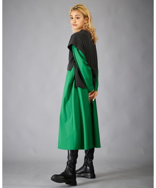 SILAS（サイラス）の「LAYERED DRESS（ワンピース・レディース・ベージュ/グリーン/チャコール・ONE SIZE）」の5枚目の写真