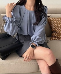 by muni:r | ラウンドピンタックパフブラウス(シャツ/ブラウス)