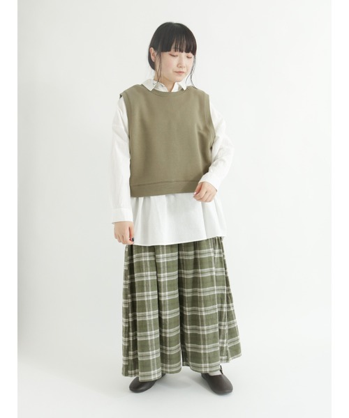 Samansa Mos2（サマンサ モスモス）の「◎前後着ミニ裏毛ベスト（Tシャツ/カットソー・レディース・ブラウン/キナリ/カーキ・ﾌﾘ-）」の17枚目の写真