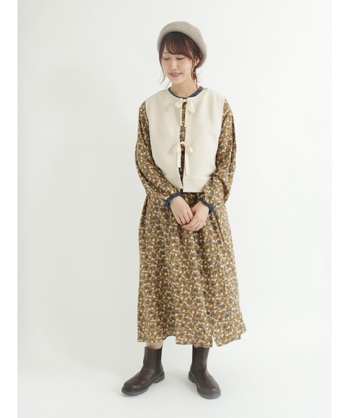 Samansa Mos2（サマンサ モスモス）の「◎前後着ミニ裏毛ベスト（Tシャツ/カットソー・レディース・ブラウン/キナリ/カーキ・ﾌﾘ-）」の8枚目の写真