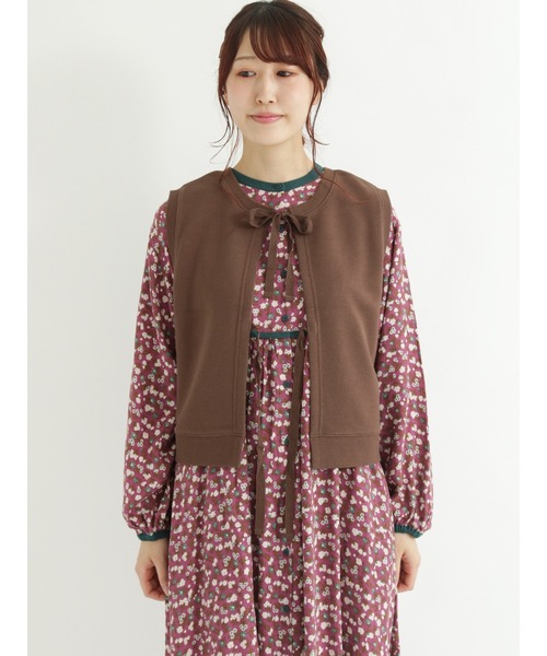 Samansa Mos2（サマンサ モスモス）の「◎前後着ミニ裏毛ベスト（Tシャツ/カットソー・レディース・ブラウン/キナリ/カーキ・ﾌﾘ-）」の7枚目の写真