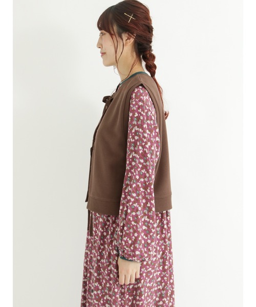 Samansa Mos2（サマンサ モスモス）の「◎前後着ミニ裏毛ベスト（Tシャツ/カットソー・レディース・ブラウン/キナリ/カーキ・ﾌﾘ-）」の11枚目の写真