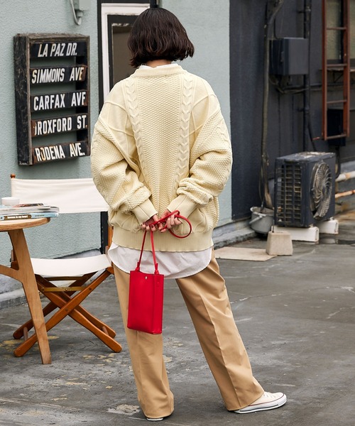 BARK MANHATTAN（バークマンハッタン）の「【ウォッシャブル×抗ピリング】5Gケーブルニット ビッグシルエットクルーネックセーター（ニット/セーター・メンズ・ブラック/グリーン/モカ/グレー/アイボリー・L/M）」の22枚目の写真