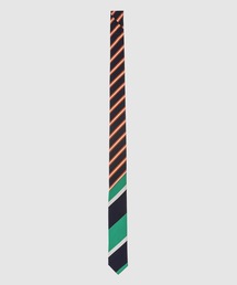 THREE PANEL FUNMIX CLASSIC TIE IN WIDE REP STRIPE SILK COTTON MOGADOR MED GREY
