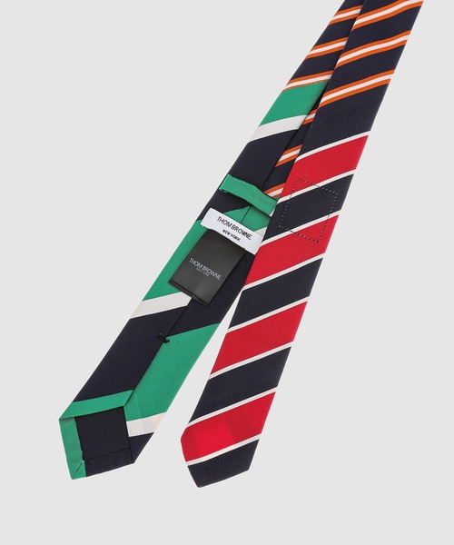 THOM BROWNE(トムブラウン)の「THREE PANEL FUNMIX CLASSIC TIE IN WIDE REP STRIPE SILK COTTON MOGADOR MED GREY(ネクタイ・メンズ・グレー系その他/その他・ONE SIZE)」の6枚目の写真