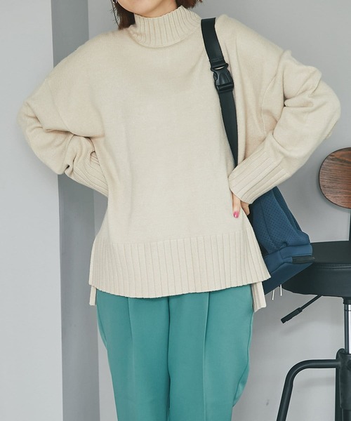 un dix cors(アンディコール)の「もっちりミドルネックニット(ニット/セーター・レディース・ブラック/オレンジ/グリーン/アイボリー・FREE)」の2枚目の写真