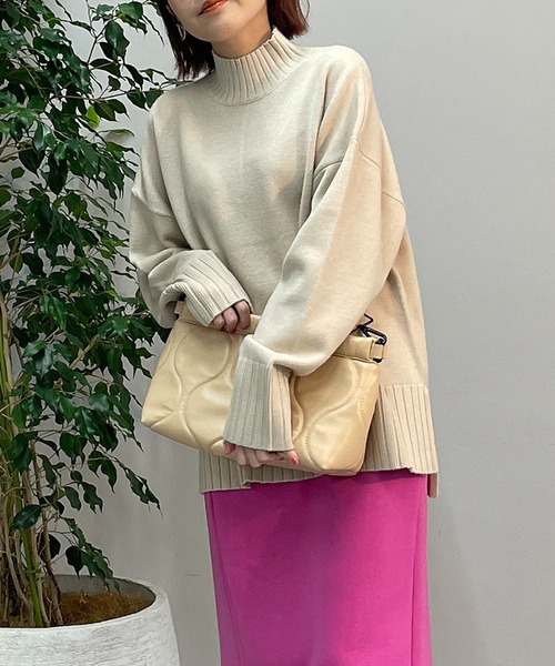 un dix cors(アンディコール)の「もっちりミドルネックニット(ニット/セーター・レディース・ブラック/オレンジ/グリーン/アイボリー・FREE)」の13枚目の写真