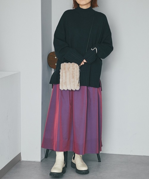 un dix cors(アンディコール)の「もっちりミドルネックニット(ニット/セーター・レディース・ブラック/オレンジ/グリーン/アイボリー・FREE)」の8枚目の写真