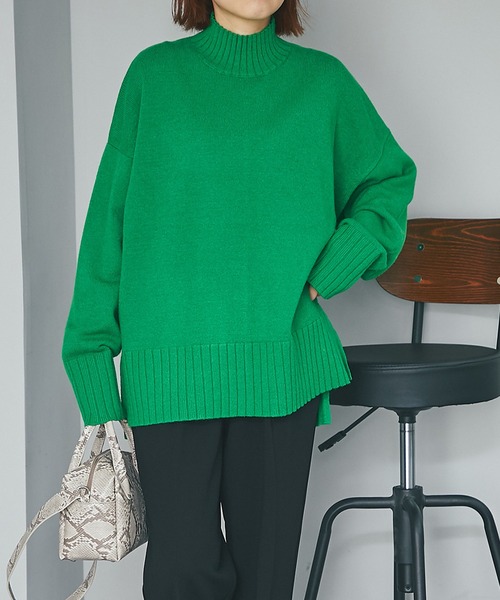 un dix cors(アンディコール)の「もっちりミドルネックニット(ニット/セーター・レディース・ブラック/オレンジ/グリーン/アイボリー・FREE)」の9枚目の写真