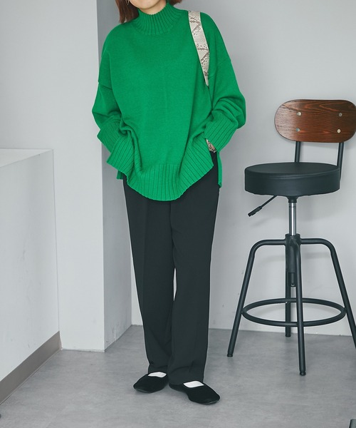 un dix cors(アンディコール)の「もっちりミドルネックニット(ニット/セーター・レディース・ブラック/オレンジ/グリーン/アイボリー・FREE)」の10枚目の写真