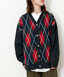 Ritzy（リッツィー）の「アーガイル柄Vネックバルーン袖カーディガン（カーディガン/ボレロ・メンズ）」