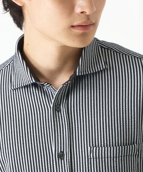 MK MICHEL KLEIN HOMME (エムケーミッシェルクランオム)の「サッカーストライプシャツ(シャツ/ブラウス・メンズ・ホワイト/ネイビー・51/48/46)」の2枚目の写真