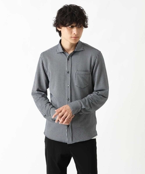 MK MICHEL KLEIN HOMME (エムケーミッシェルクランオム)の「サッカーストライプシャツ(シャツ/ブラウス・メンズ・ホワイト/ネイビー・51/48/46)」の4枚目の写真
